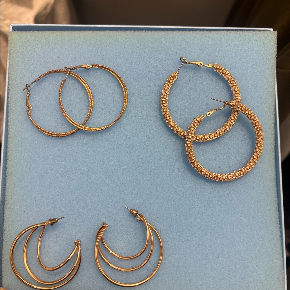 Gold Hoop Earring Set - Classic Gold Tone Hoops
